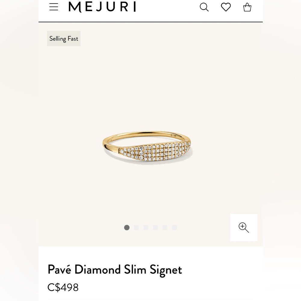 Mejuri Pavé Diamond Slim Signet size 3